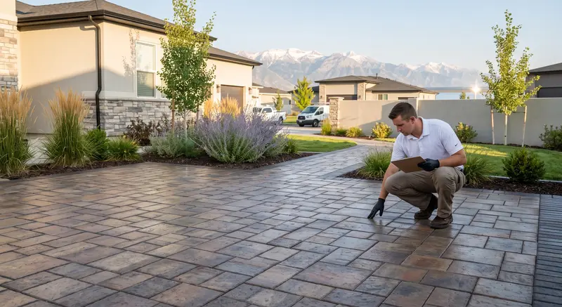 Representative image of treatment being applied to exterior pavers
